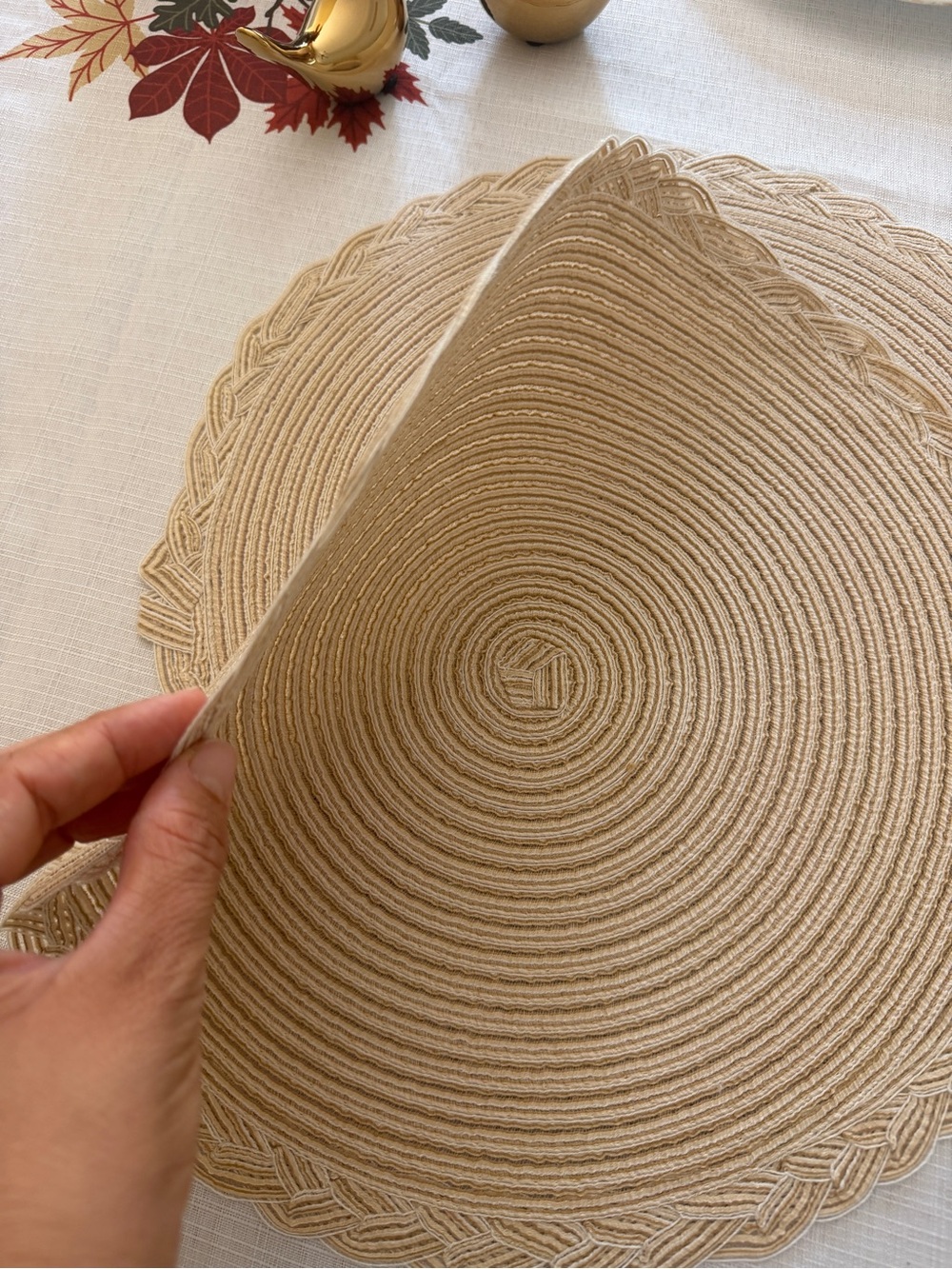 Beige Braided Round Placemat - Home Accents